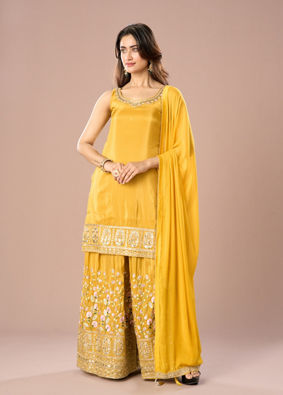 Mohey Women Mustard Yellow Palazzo Suit