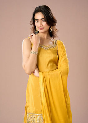Mohey Women Mustard Yellow Palazzo Suit