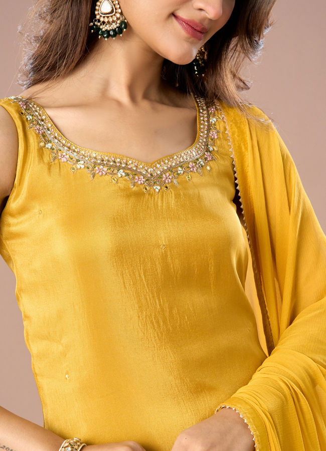 Mohey Women Mustard Yellow Palazzo Suit