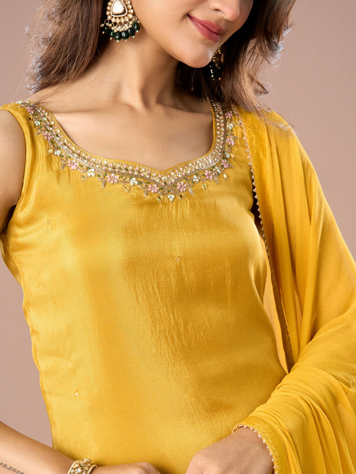 Mohey Women Mustard Yellow Palazzo Suit