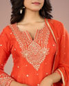 Mohey Women Vibrant Orange Sharara Suit Set