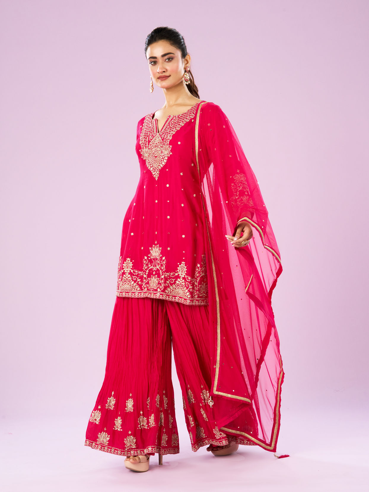 Mohey Women Elegant Rani Pink Sharara Suit