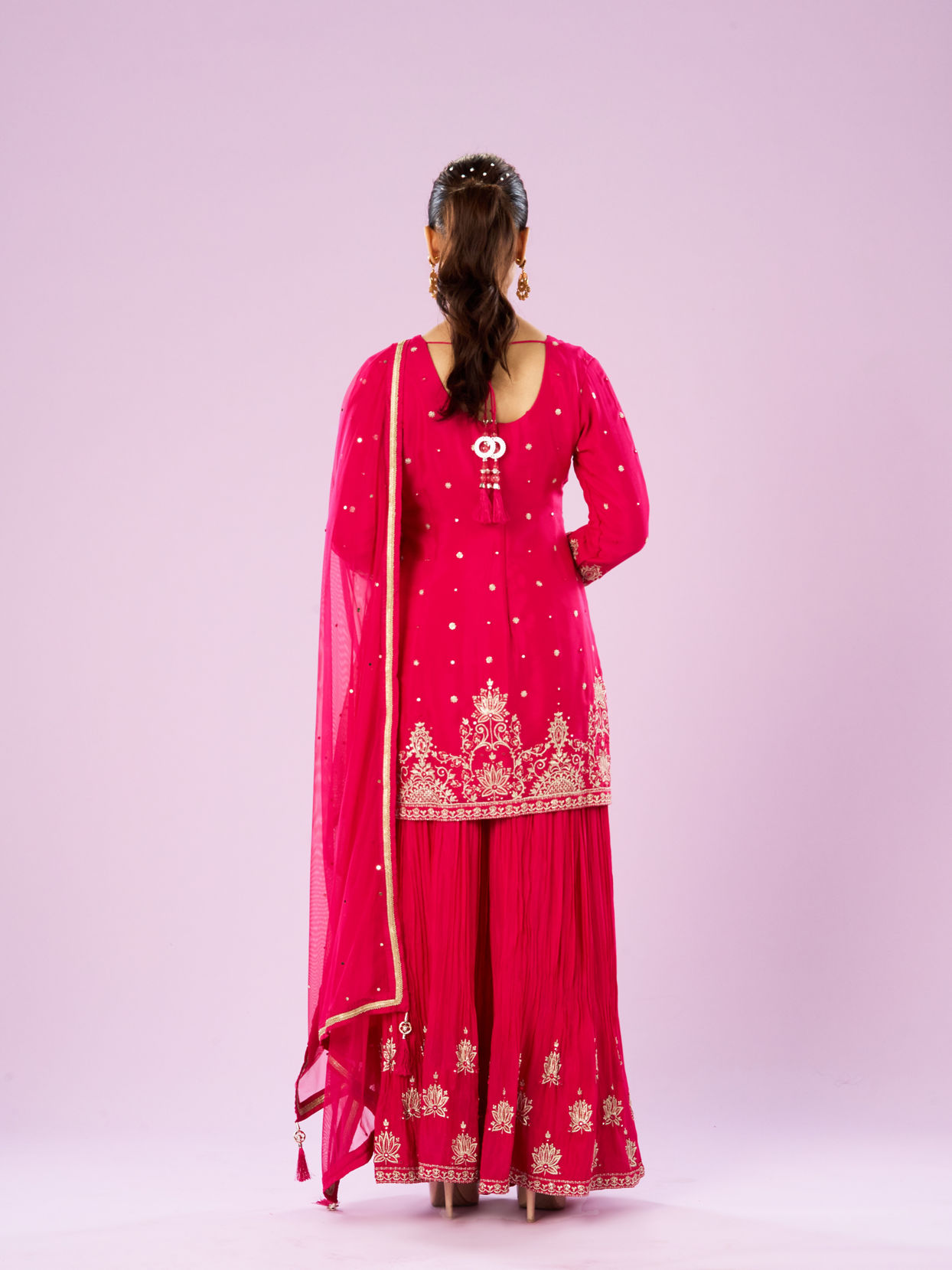 Mohey Women Elegant Rani Pink Sharara Suit