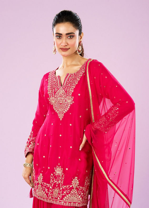 Mohey Women Elegant Rani Pink Sharara Suit