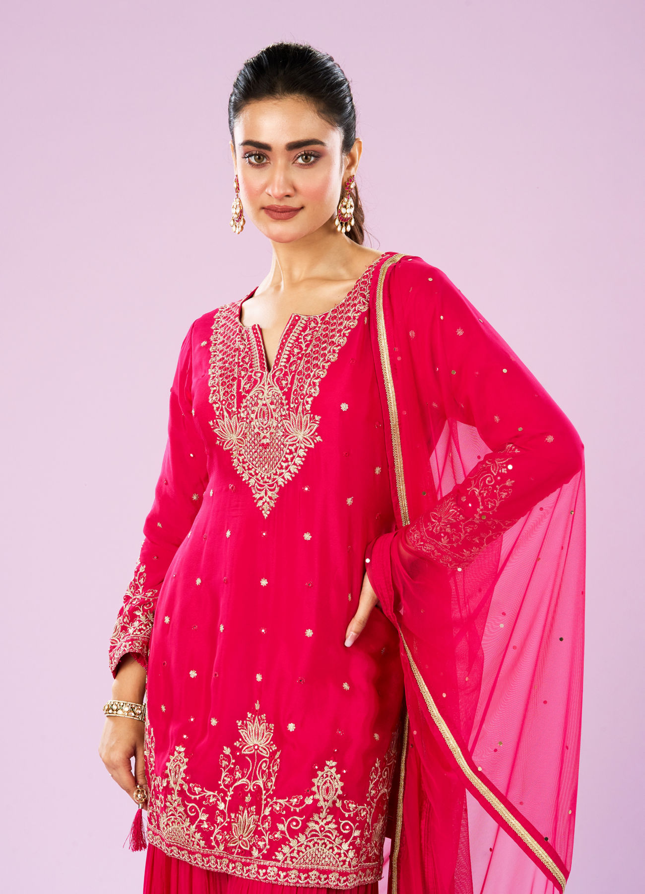 Mohey Women Elegant Rani Pink Sharara Suit