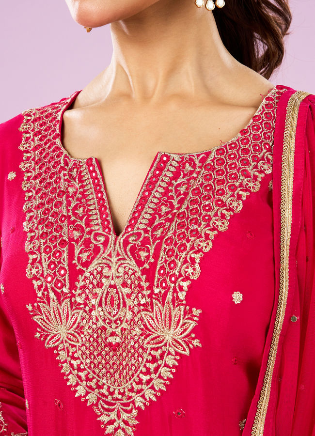 Mohey Women Elegant Rani Pink Sharara Suit