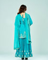 Mohey Women Rama Green Chinon Sharara Suit