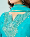 Mohey Women Rama Green Chinon Sharara Suit