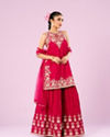 Mohey Women Pink Hues Palazzo Stitched Suit
