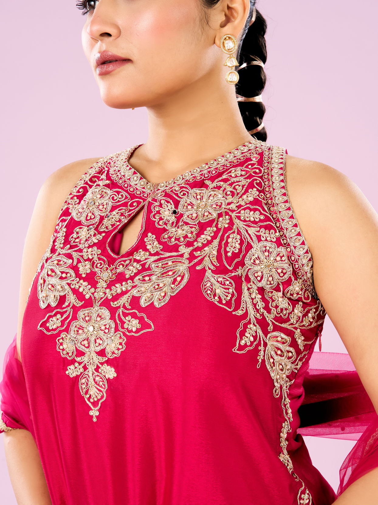 Mohey Women Pink Hues Palazzo Stitched Suit