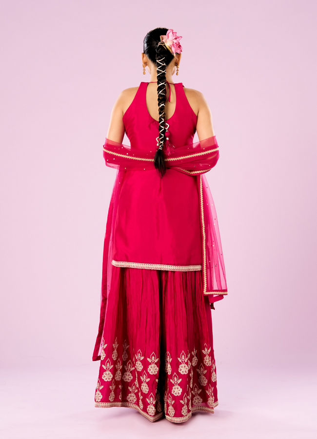 Mohey Women Pink Hues Palazzo Stitched Suit
