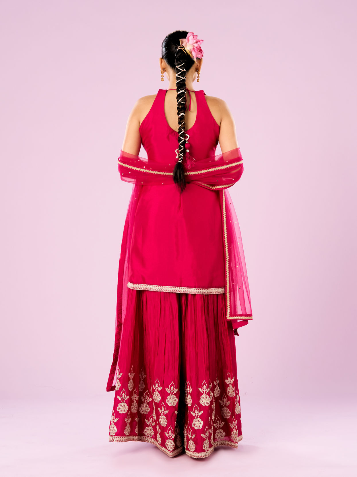 Mohey Women Pink Hues Palazzo Stitched Suit