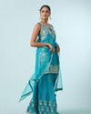 Mohey Women Blue Chinon Palazzo Suit