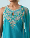 Mohey Women Blue Chinon Palazzo Suit