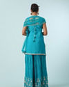 Mohey Women Blue Chinon Palazzo Suit