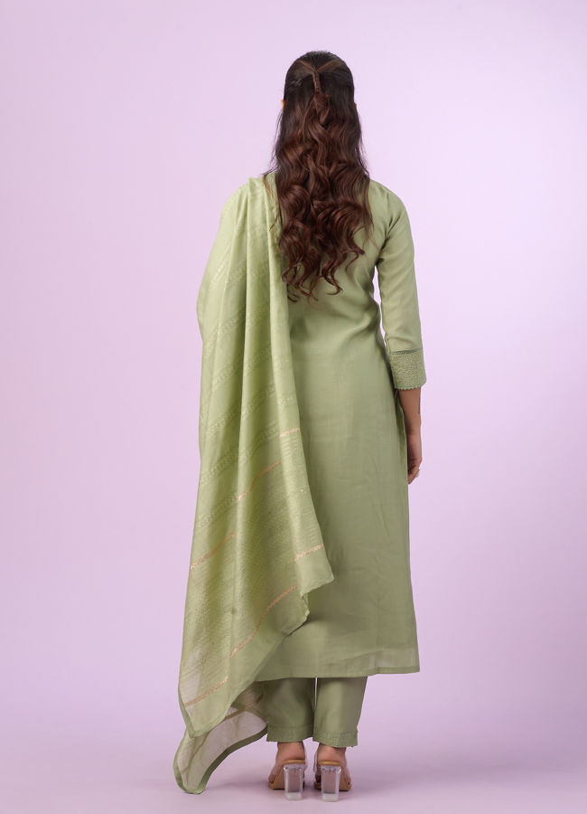 Mohey Women Pista Green Elegance Straight Suit