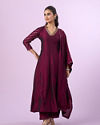 Elegant Wine Anarkali Stitched Suit