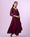 Mohey Women Elegant Wine Anarkali Stitched Suit