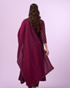 Mohey Women Elegant Wine Anarkali Stitched Suit