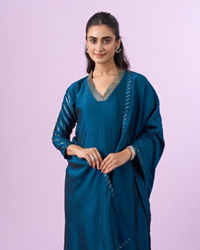 Mohey Women Elegant Blue Art Silk Anarkali Suit