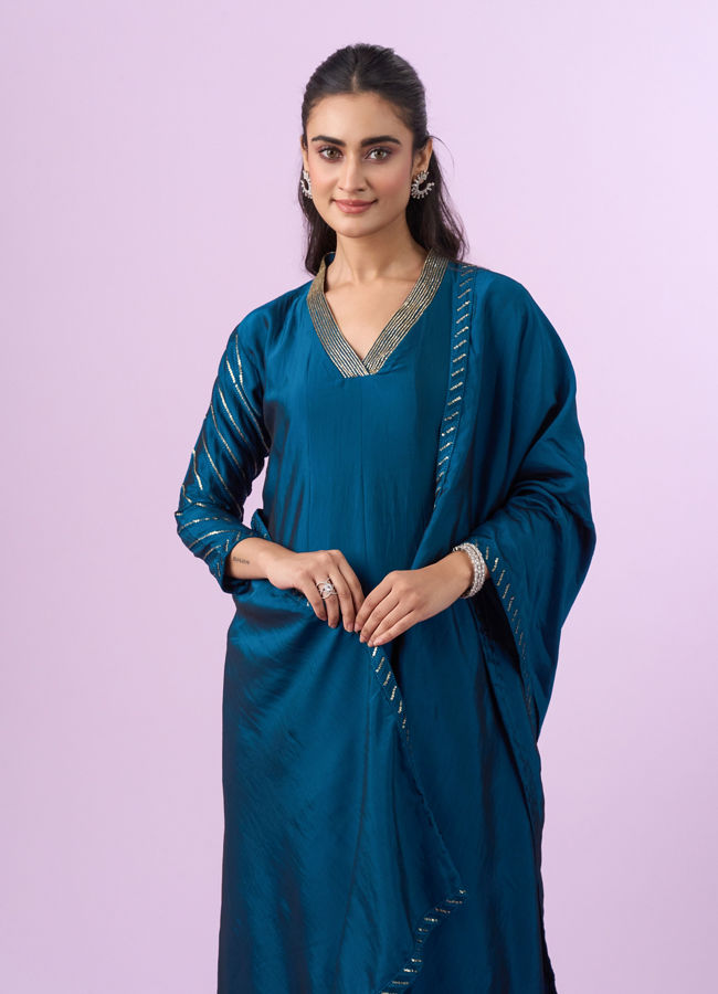 Mohey Women Elegant Blue Art Silk Anarkali Suit