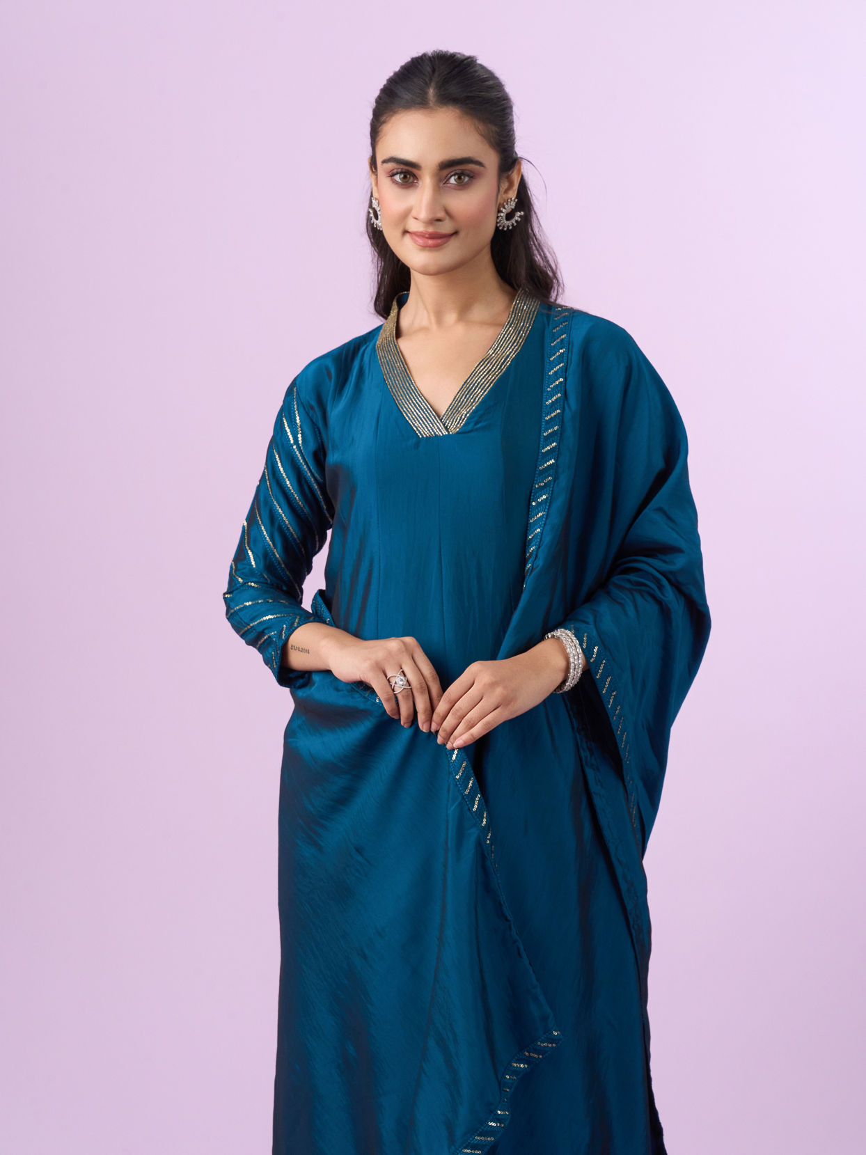 Mohey Women Elegant Blue Anarkali Suit
