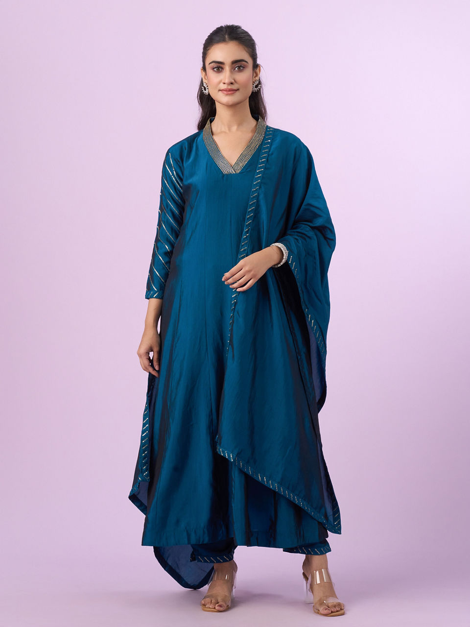 Mohey Women Elegant Blue Art Silk Anarkali Suit