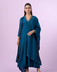 Mohey Women Elegant Blue Art Silk Anarkali Suit