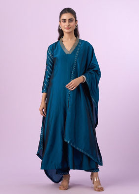 Mohey Women Elegant Blue Anarkali Suit