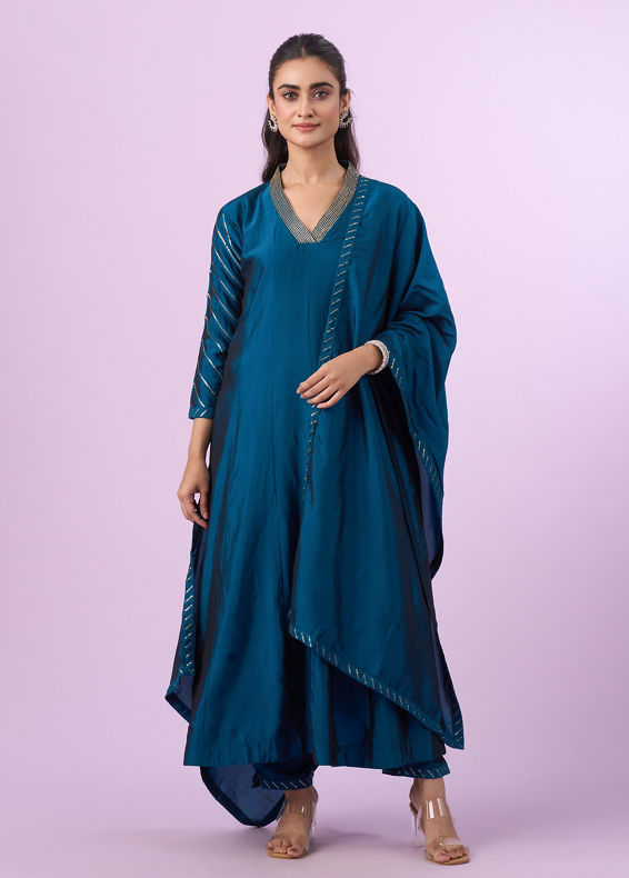 Mohey Women Elegant Blue Art Silk Anarkali Suit