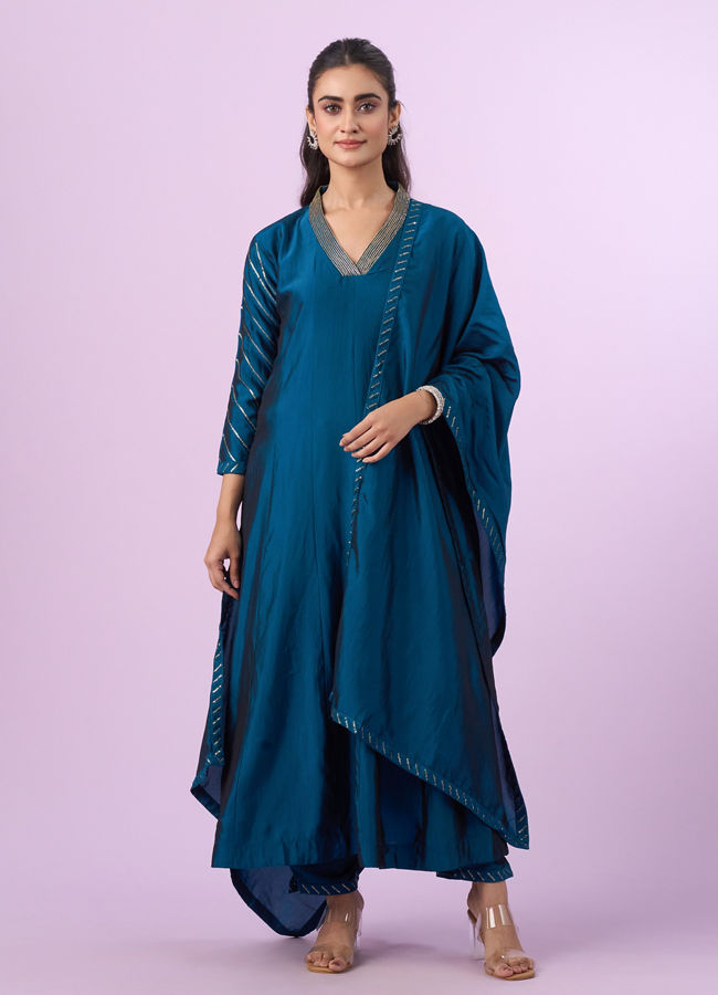 Mohey Women Elegant Blue Art Silk Anarkali Suit