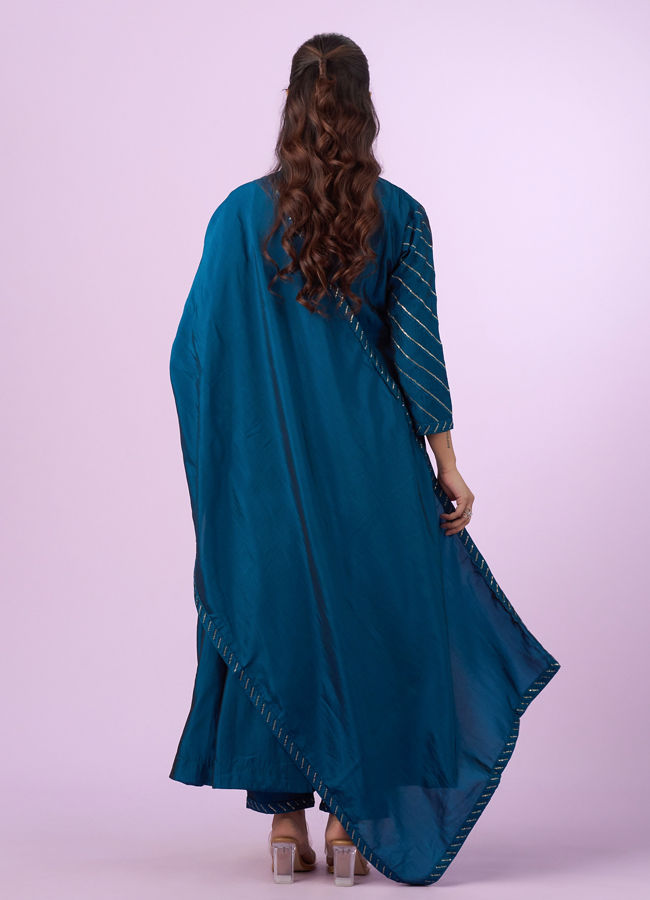 Mohey Women Elegant Blue Art Silk Anarkali Suit