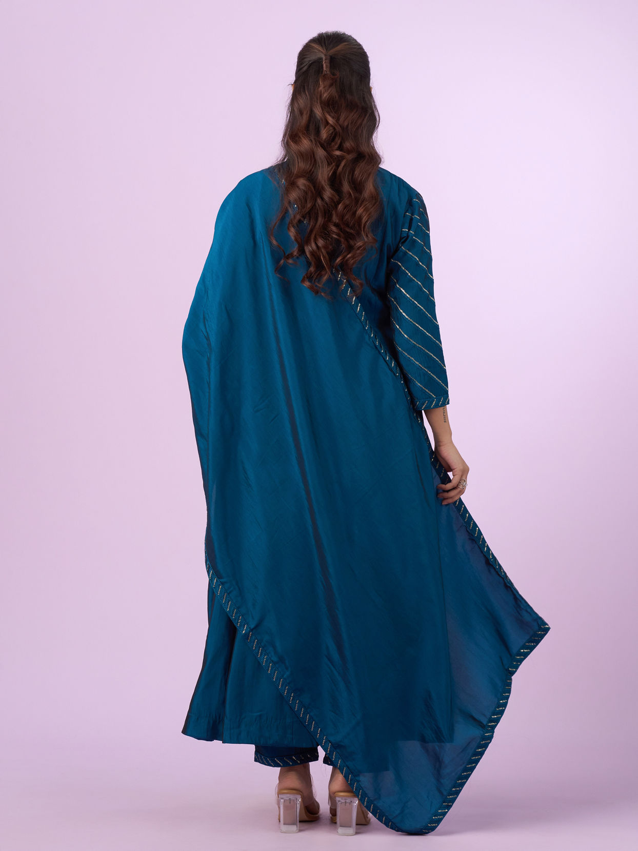 Mohey Women Elegant Blue Art Silk Anarkali Suit