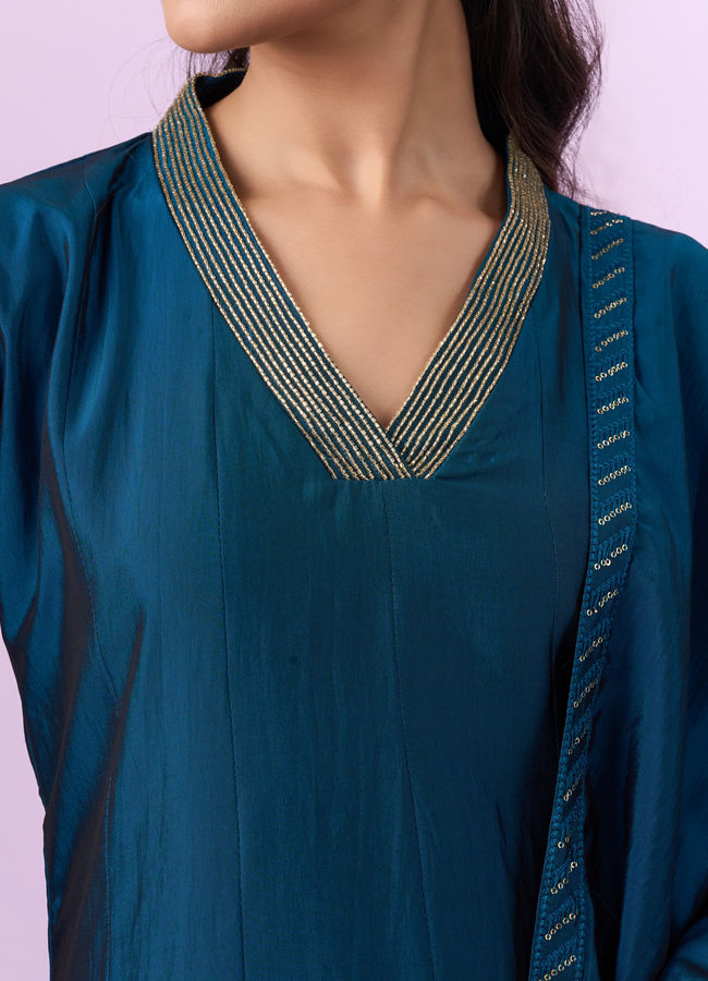 Mohey Women Elegant Blue Art Silk Anarkali Suit