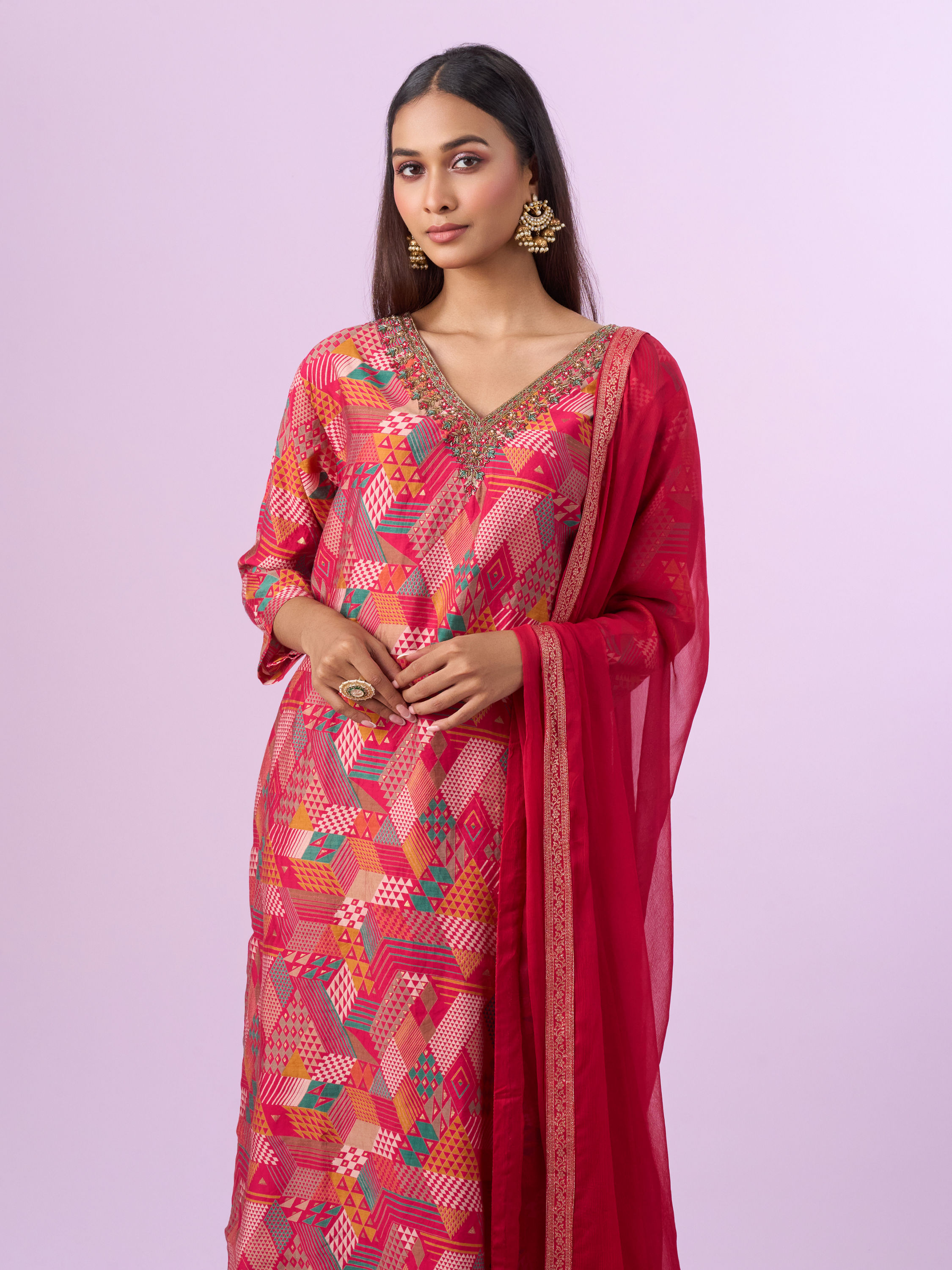 Mohey Women Ravishing Pink Stitched Suit