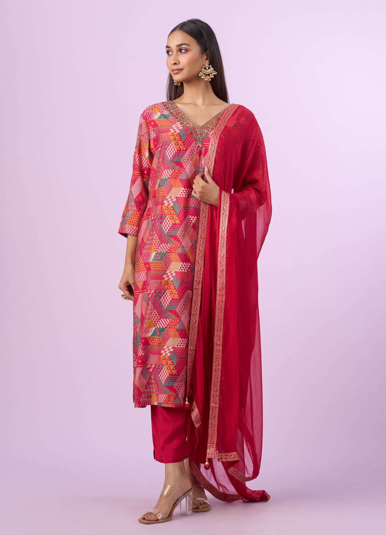 Mohey Women Ravishing Pink Stitched Suit