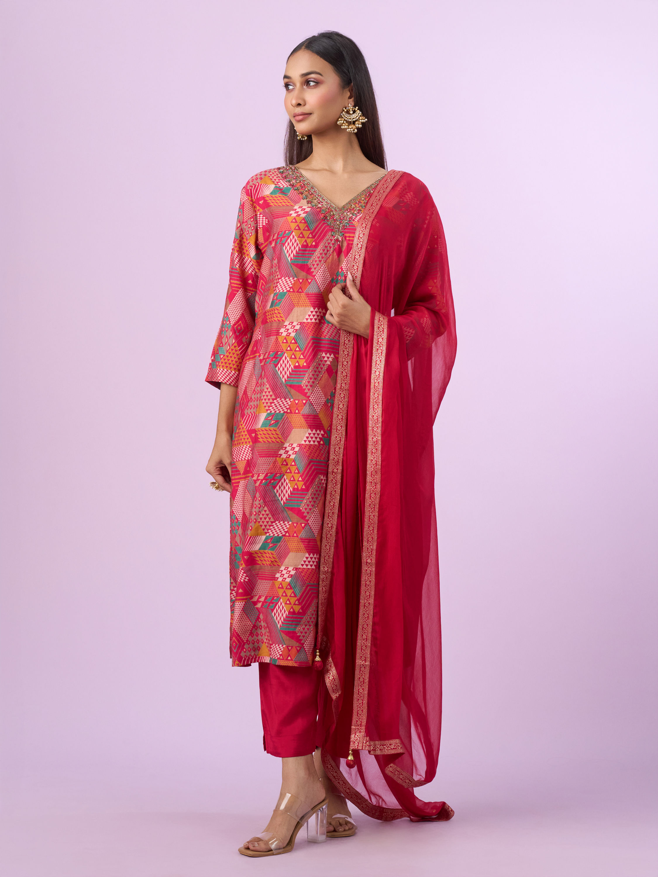 Mohey Women Ravishing Pink Stitched Suit