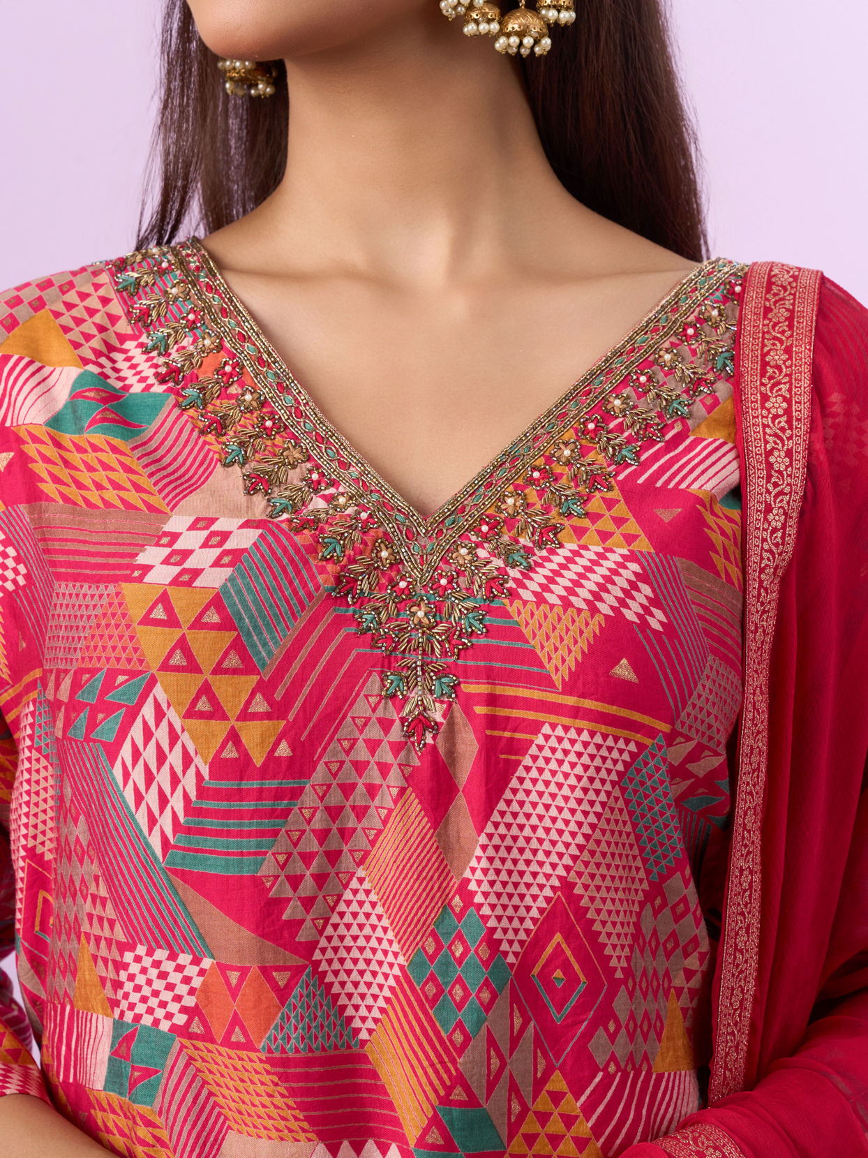 Mohey Women Ravishing Pink Stitched Suit