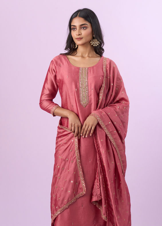Mohey Women Dusty Pink Elegance Straight Suits