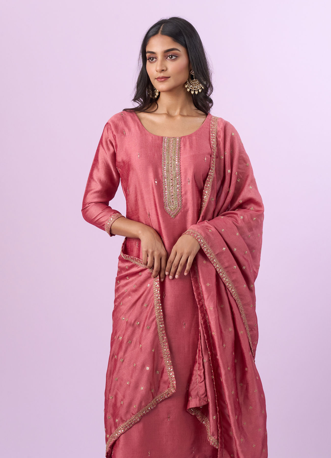 Mohey Women Dusty Pink Elegance Straight Suits