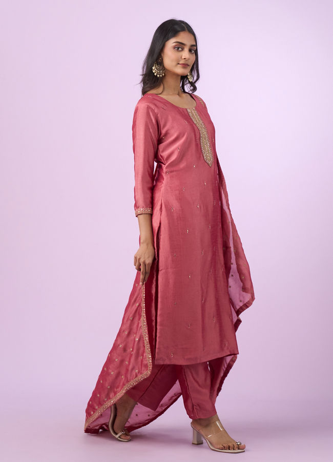 Mohey Women Dusty Pink Elegance Straight Suits