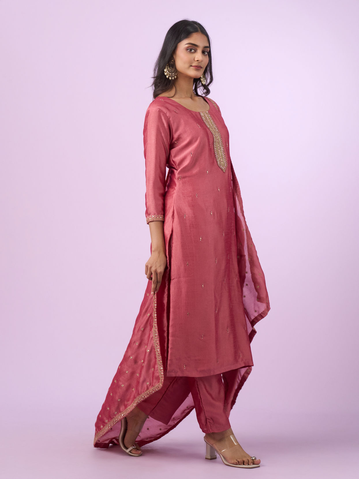 Mohey Women Dusty Pink Elegance Straight Suits