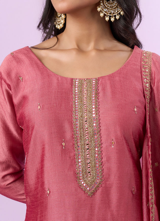 Mohey Women Dusty Pink Elegance Straight Suits