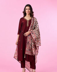 Mohey Women Maroon Elegance Straight Suit