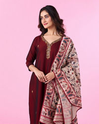 Mohey Women Maroon Elegance Straight Suit