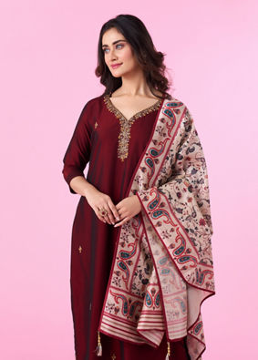 Mohey Women Maroon Elegance Straight Suit