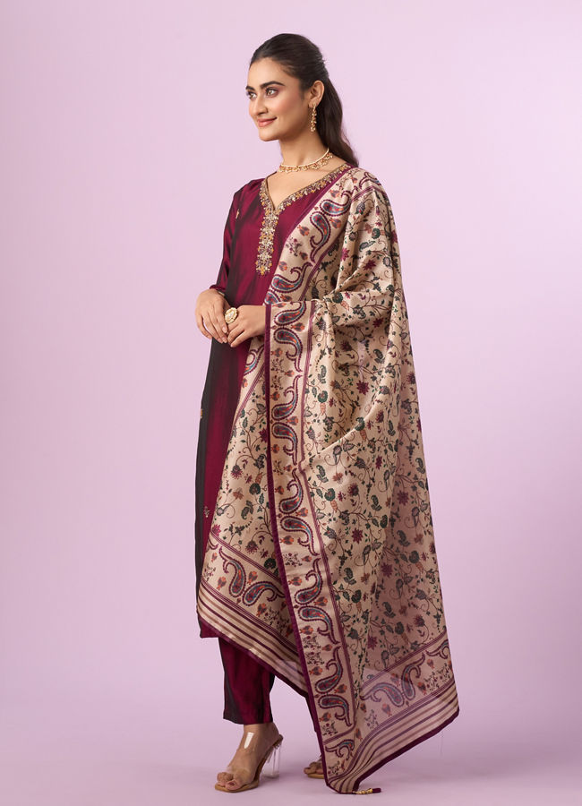 Mohey Women Wine Elegance Straight Suit