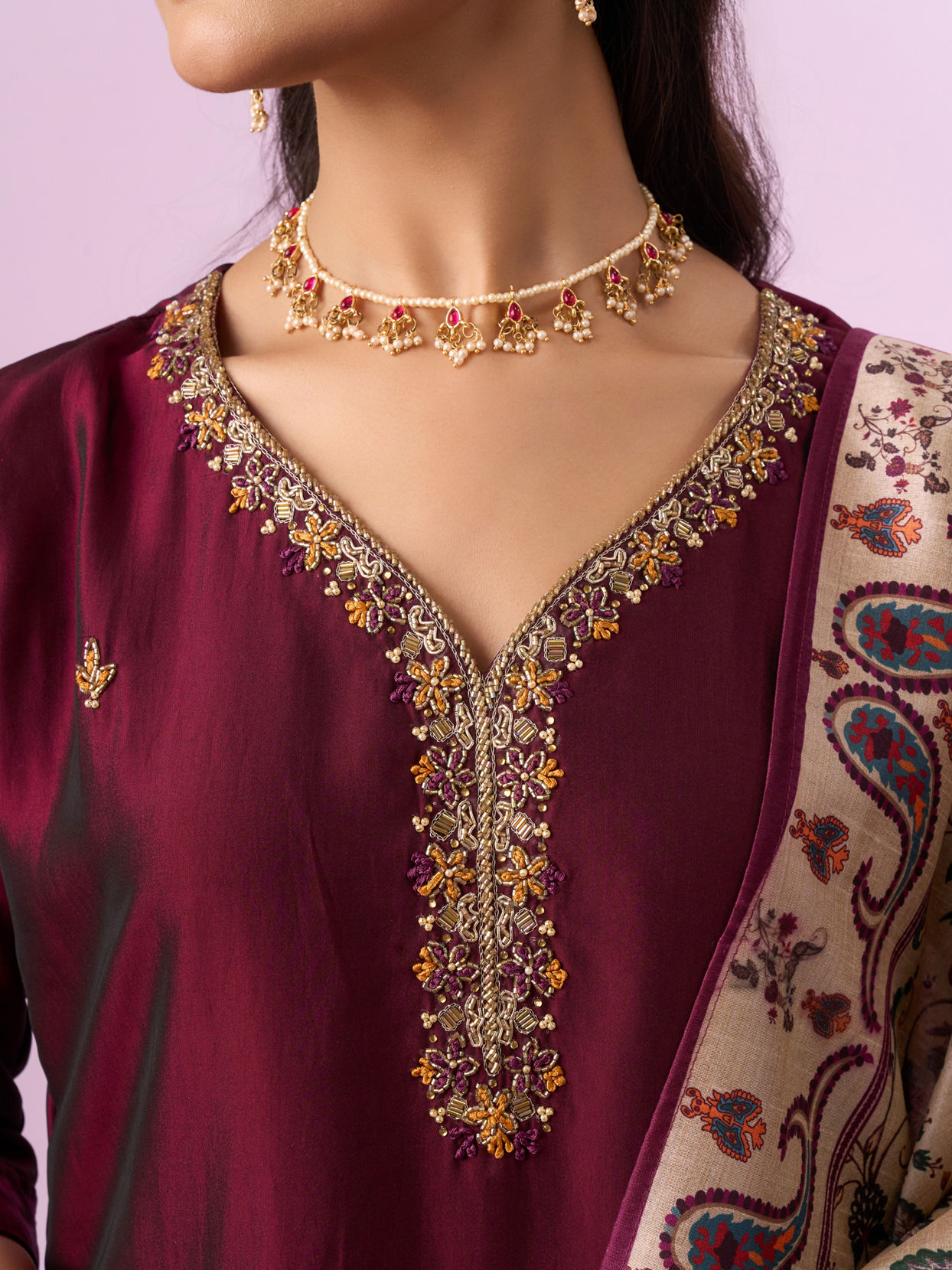 Mohey Women Wine Elegance Straight Suit