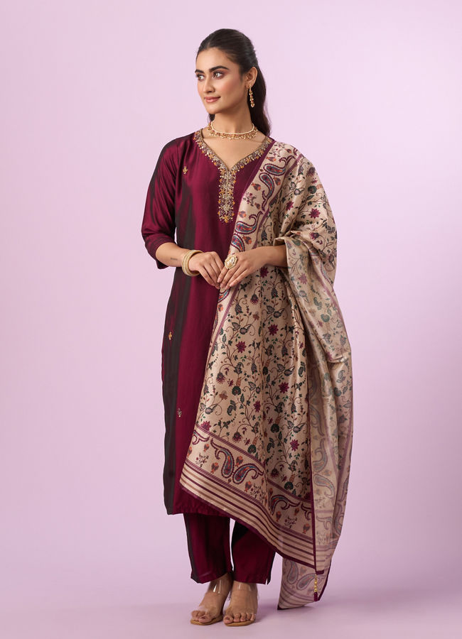 Mohey Women Wine Elegance Straight Suit