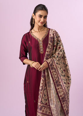 Mohey Women Wine Elegance Straight Suit